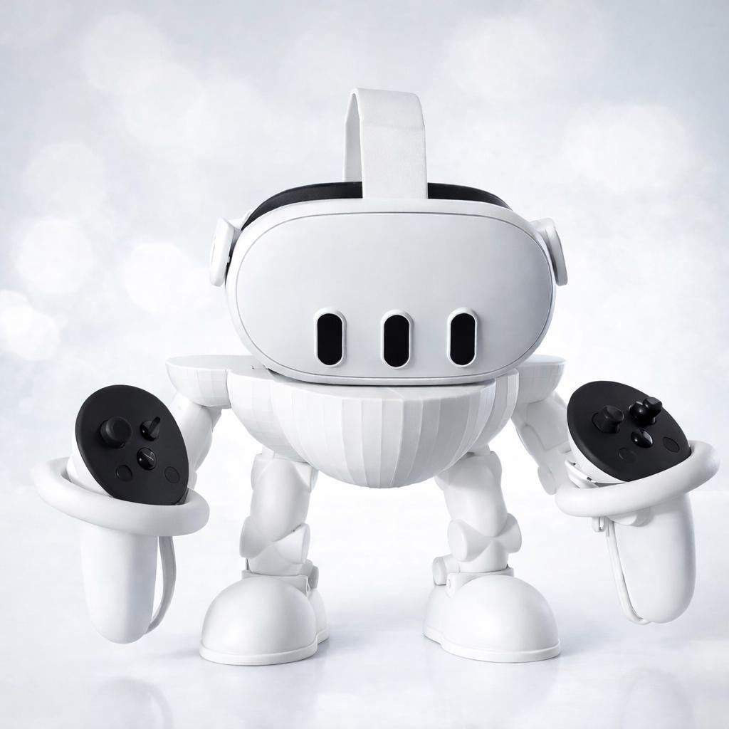 Derpy Robot VR Headset Stand for Meta Quest & Oculus | Controller Holder