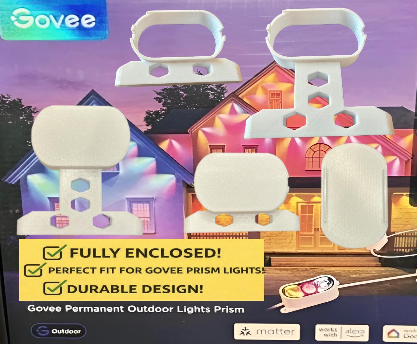 Govee Prism Permanent Outdoor Lights Side Mounting Brackets - H707 (White/Black)