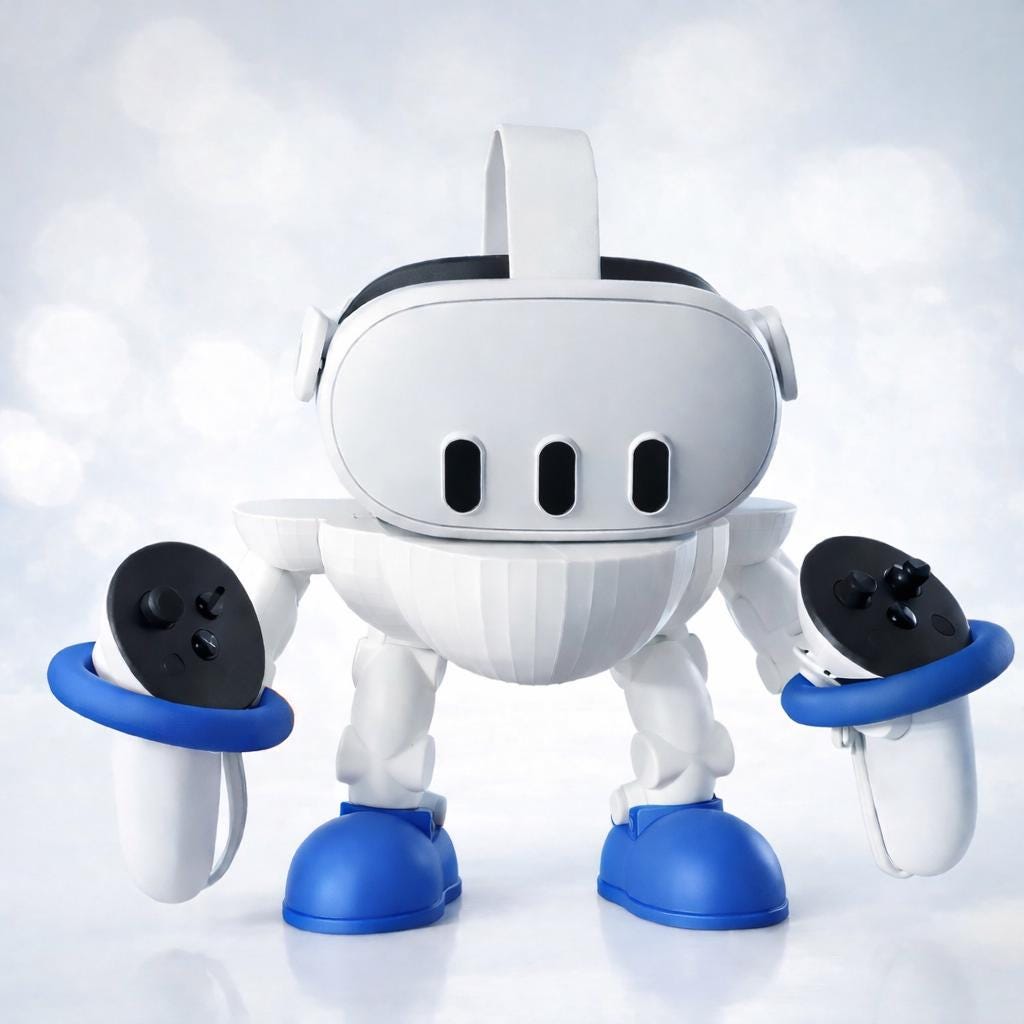 Derpy Robot VR Headset Stand for Meta Quest & Oculus | Controller Holder
