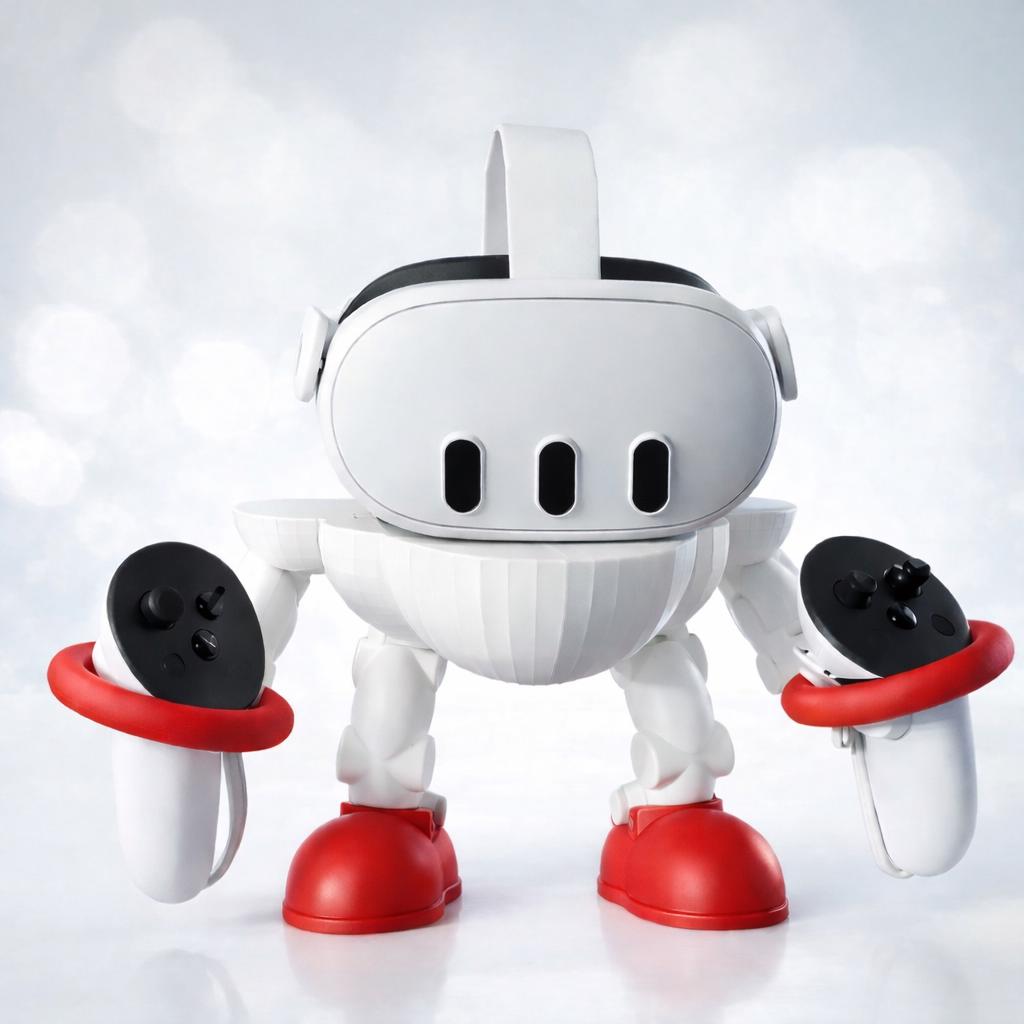 Derpy Robot VR Headset Stand for Meta Quest & Oculus | Controller Holder